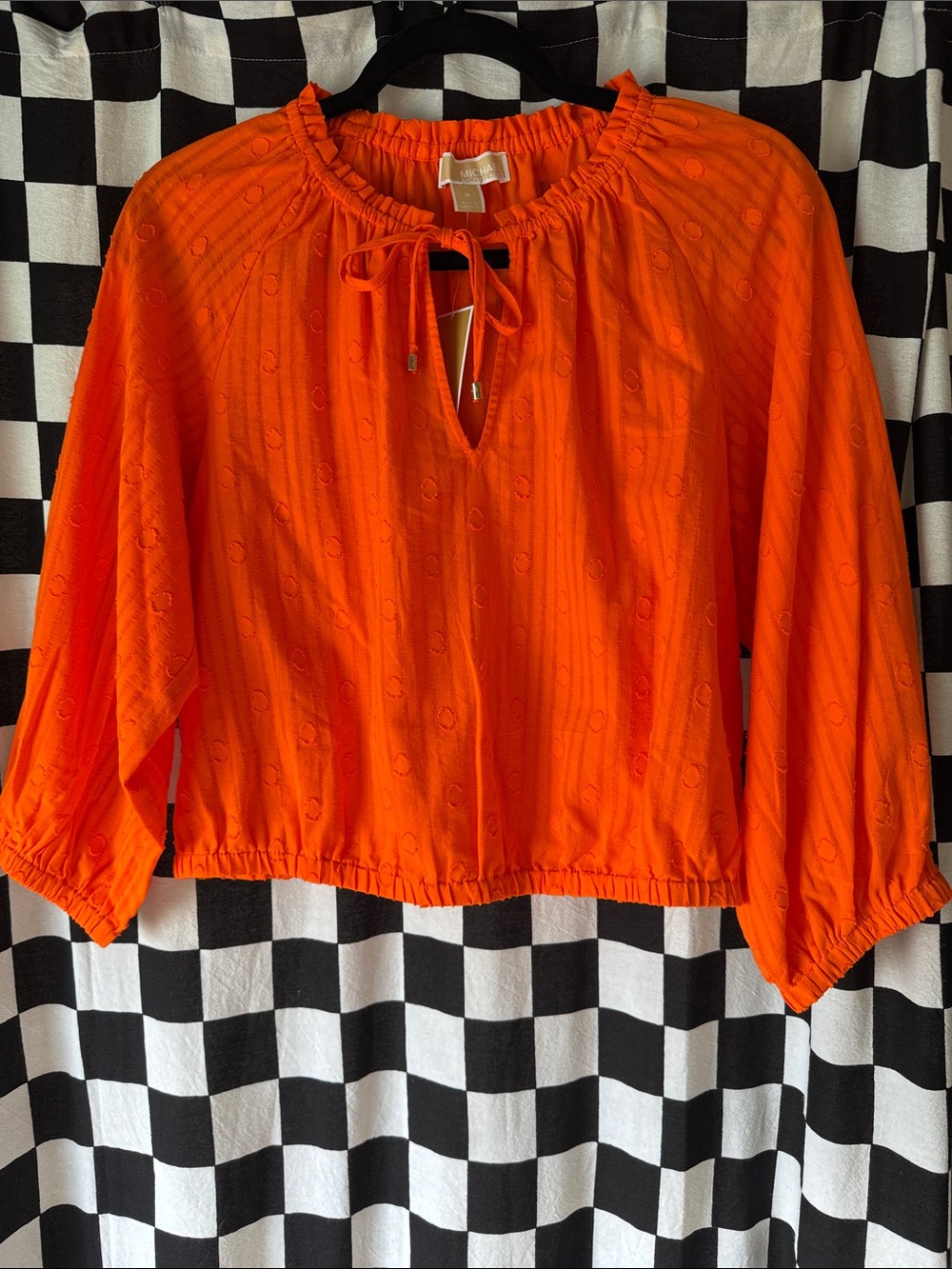Michael Kors Tie-Neck Peasant Top